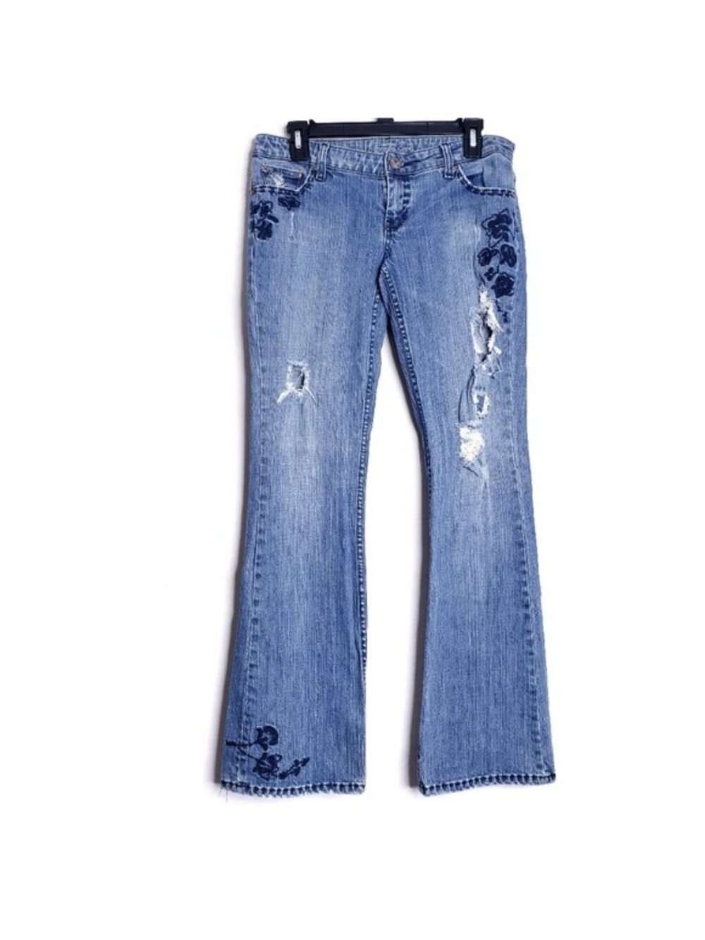 American Eagle Y2K Embroidered Distressed Skinny Flare Leg Jeans Women's Size 6 - Picture 13 of 13